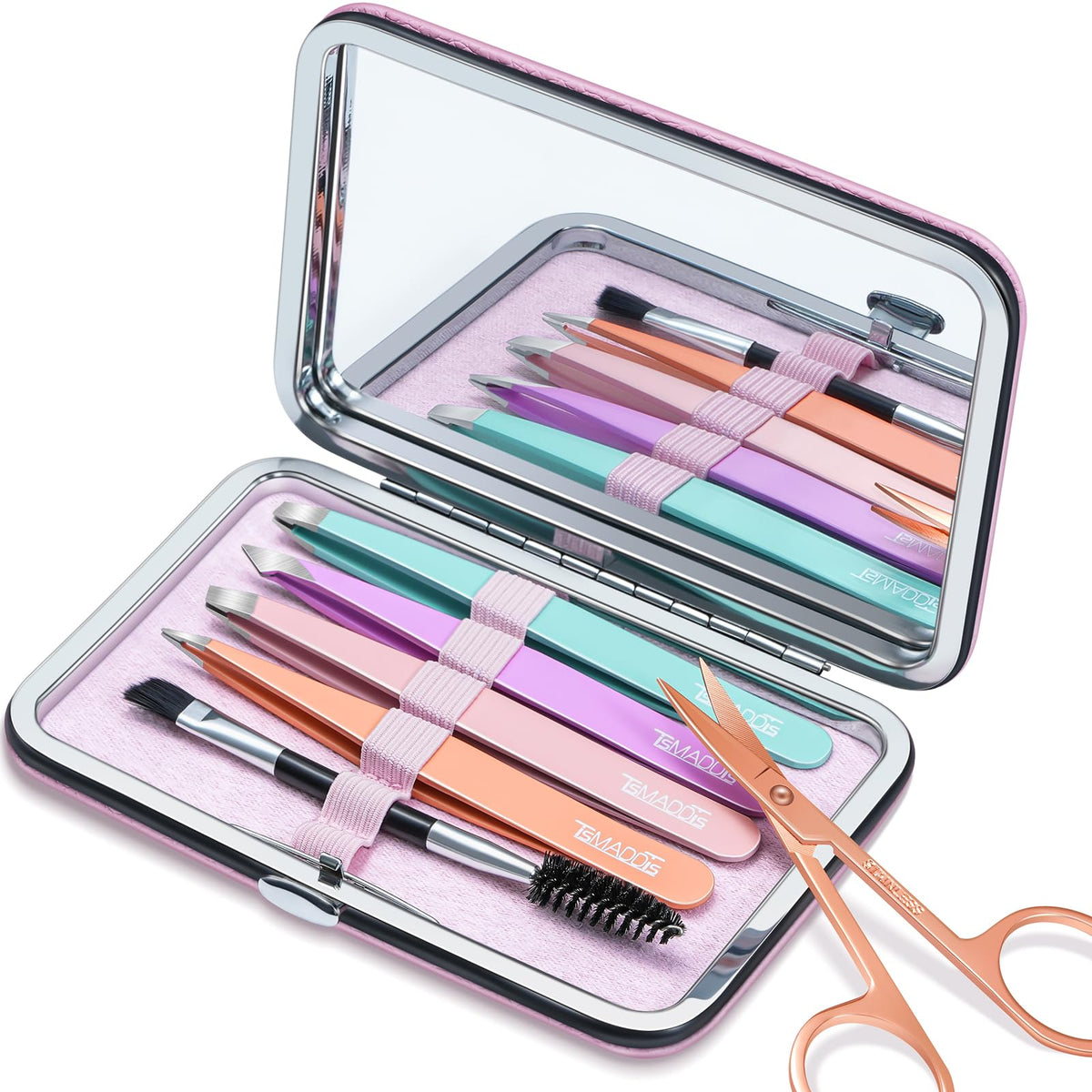 TsMADDTs front packaging showing full six-piece eyebrow toolset and clean design benefit