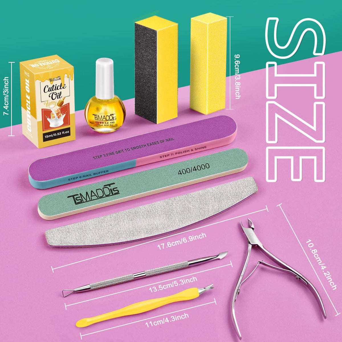 TsMADDTs half-moon nail files displayed to show dual-grit shaping and finishing