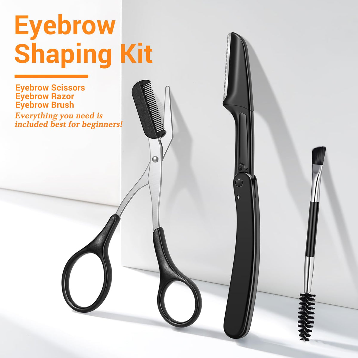 TsMADDTs curved eyebrow scissors showing sharp tip for controlled trimming
