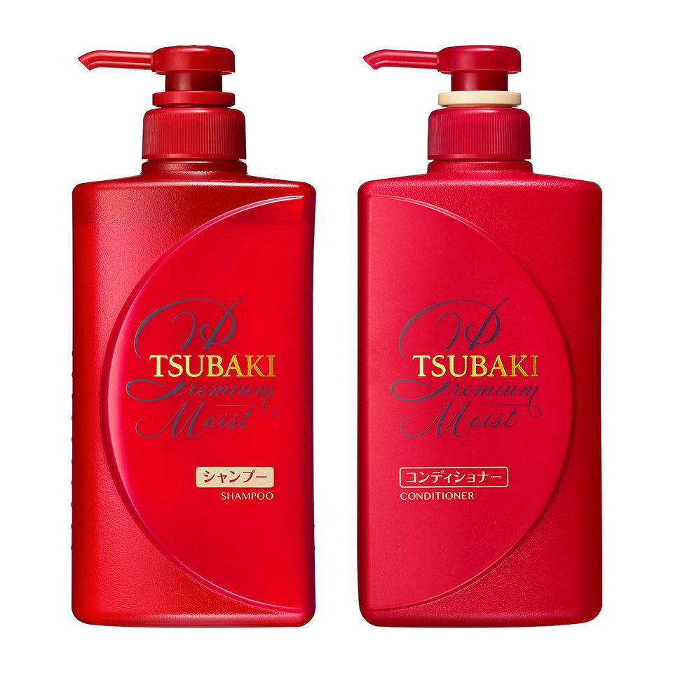 Tsubaki front packaging showing the moist shampoo and conditioner set benefits