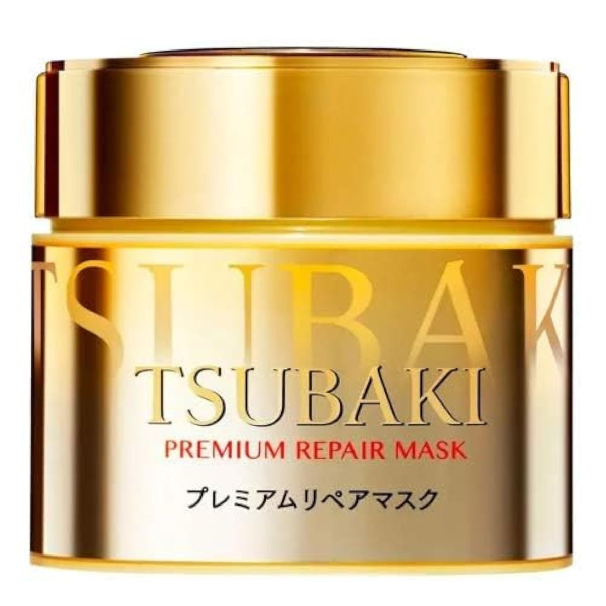 Tsubaki jar front view showing brand and benefits for nourishing hair