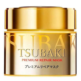 Tsubaki jar front view showing brand and benefits for nourishing hair
