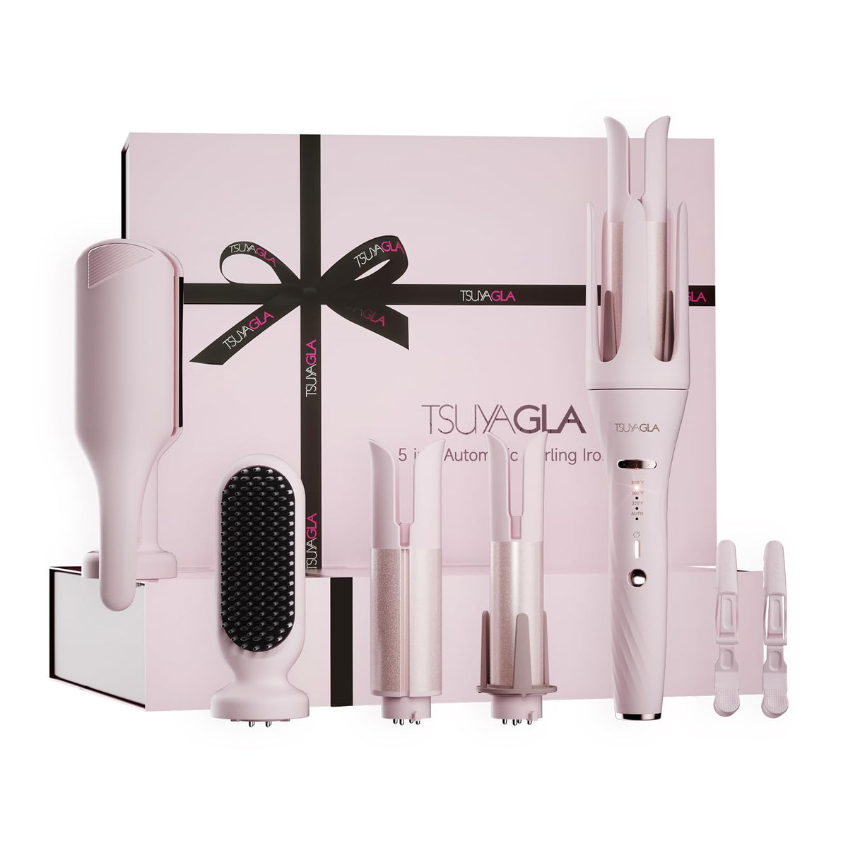 TSUYAGLA front packaging displaying the 5-in-1 styling kit and benefits