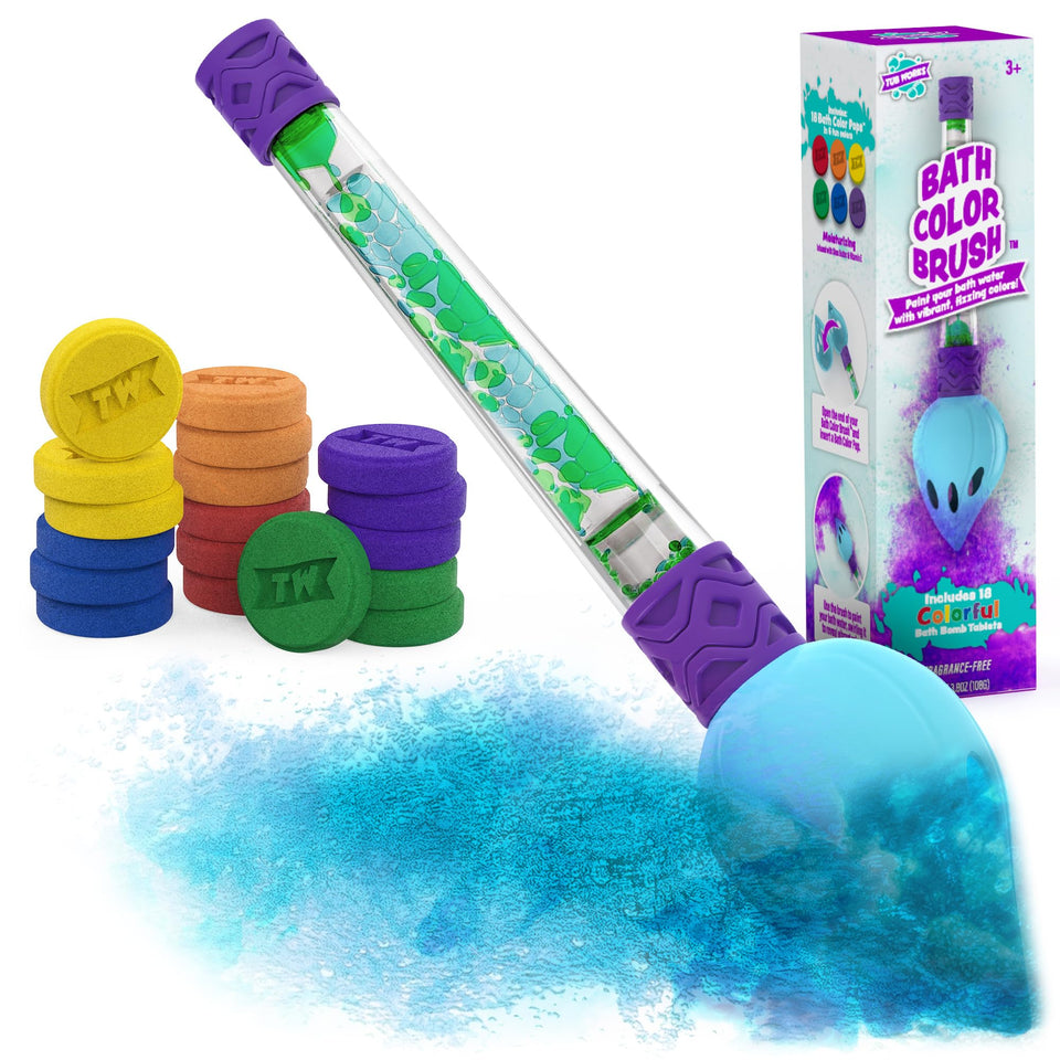 Tub Works front packaging showing Bath Color Brush set and 18 tablets for colorful baths