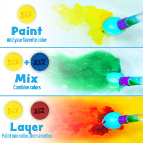 Demonstration of inserting a color tablet into the Tub Works brush showing simple assembly