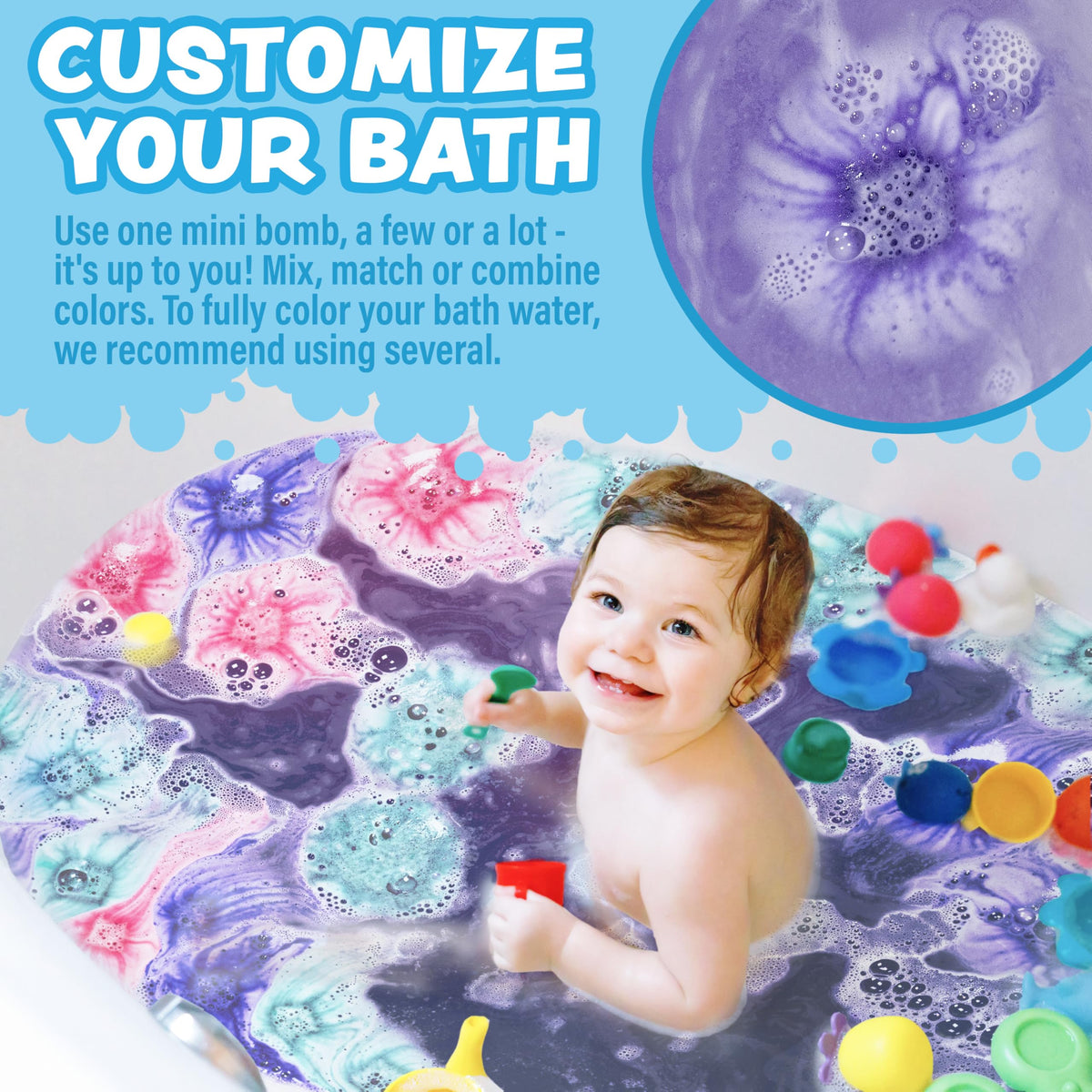 Vivid color streaks from Tub Works bombs swirling to create bath art