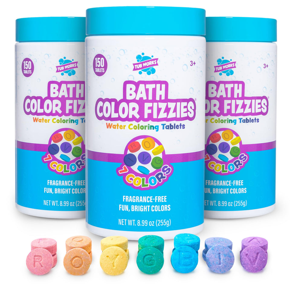 Tub Works front canister showing colorful tablet assortment and branding benefit
