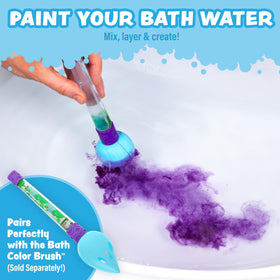 Tub Works tablets inside Bath Color Brush demonstrating paint-like water play