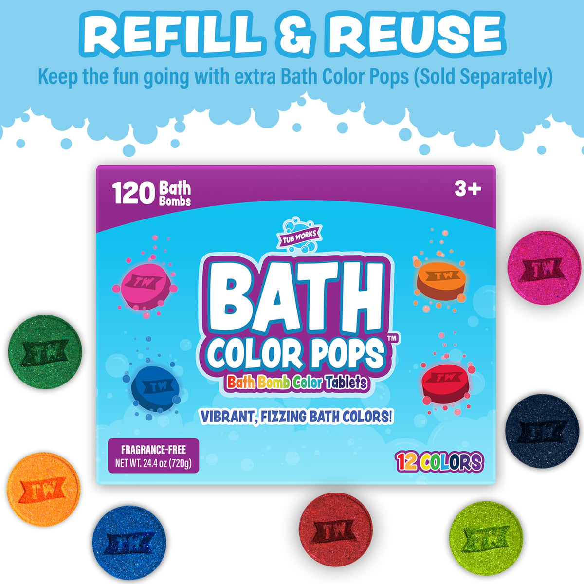 Family bath scene with Tub Works brush in use highlighting sensory and creative play