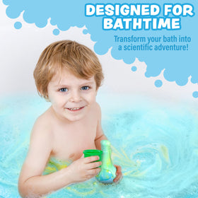 Tub Works potion creating a bubbly foam eruption in water demonstrating exciting sensory play
