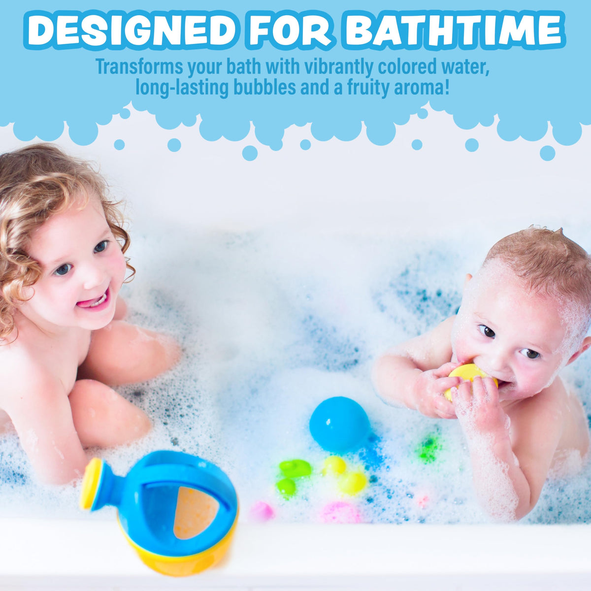 Tub Works pouch being opened and poured under running water for quick, mess‑free use