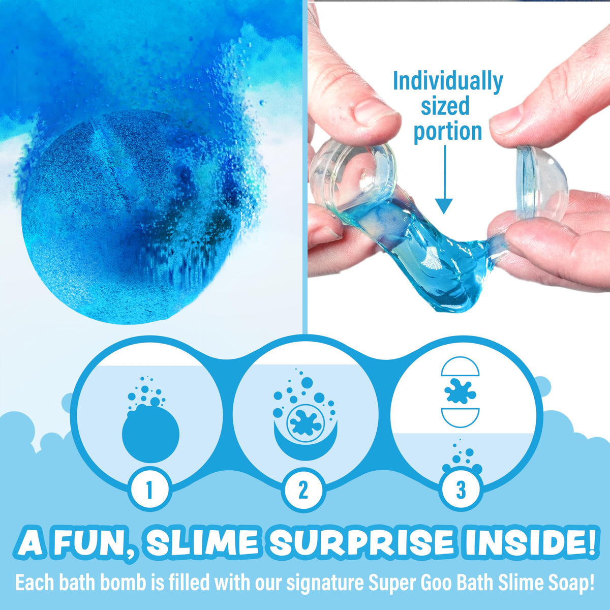 Tub Works close-up of Super Goo slime texture highlighting stretchiness and tactile fun