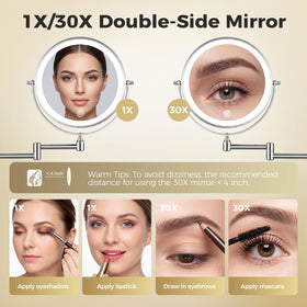 tubbede mirror tilted to show 360° swivel for flexible positioning