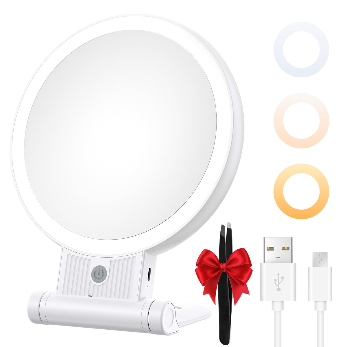 tubbede front view grey vanity mirror showing clean design and lighting benefit