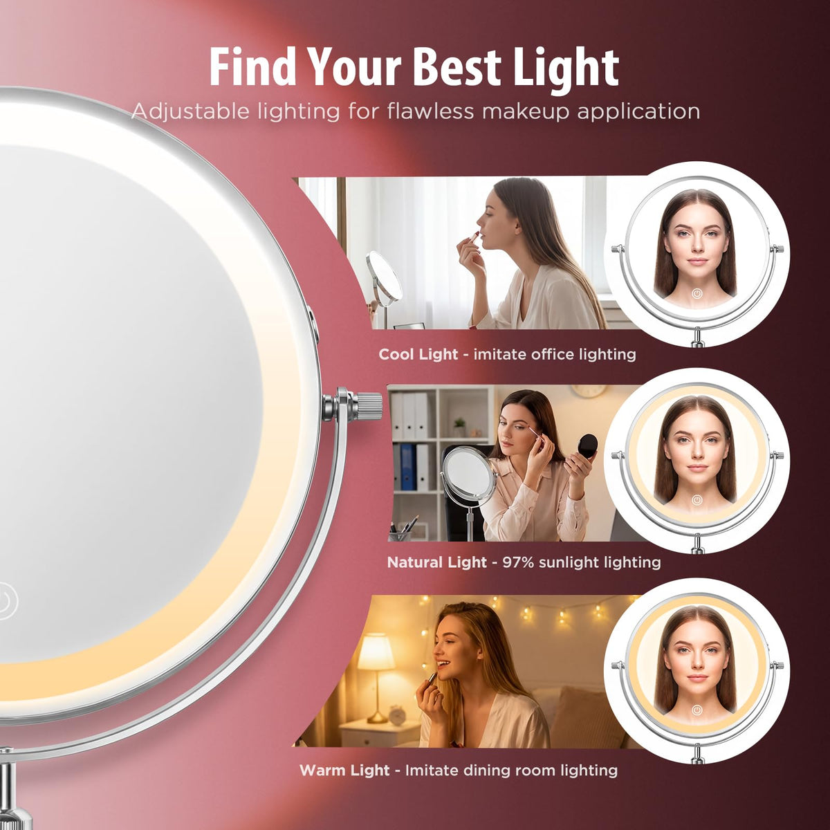 tubbede touch control panel being tapped for easy brightness adjustments