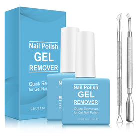 Tudiqe front packaging showing two bottles for quick, portable gel removal