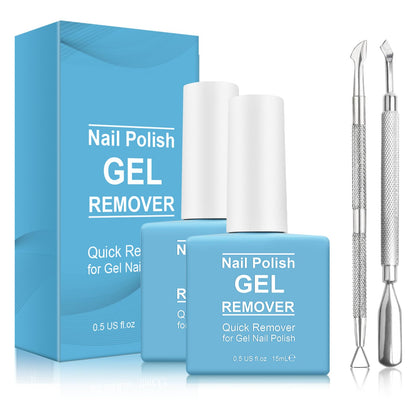 Tudiqe front packaging showing two bottles for quick, portable gel removal