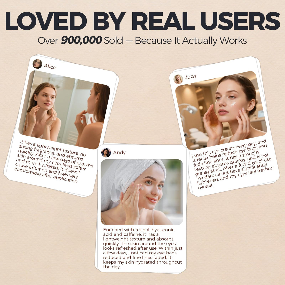 Tuggle retinol under eye cream conceptual before and after image suggesting reduced puffiness and fine lines