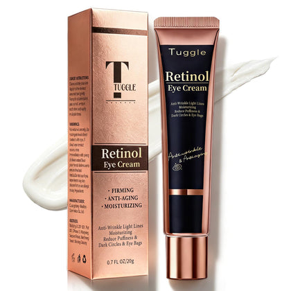 Tuggle retinol under eye cream jar front view showing sleek packaging and informative label for trust