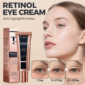 Tuggle retinol under eye cream next to a coin to show 0.7 fl oz size and travel-friendly convenience