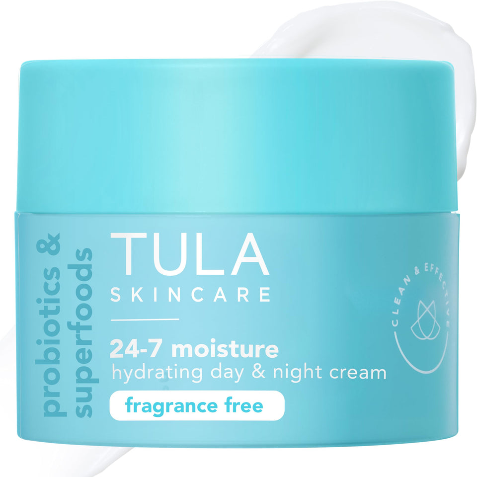 TULA jar front view showing compact moisturizer packaging and brand clarity