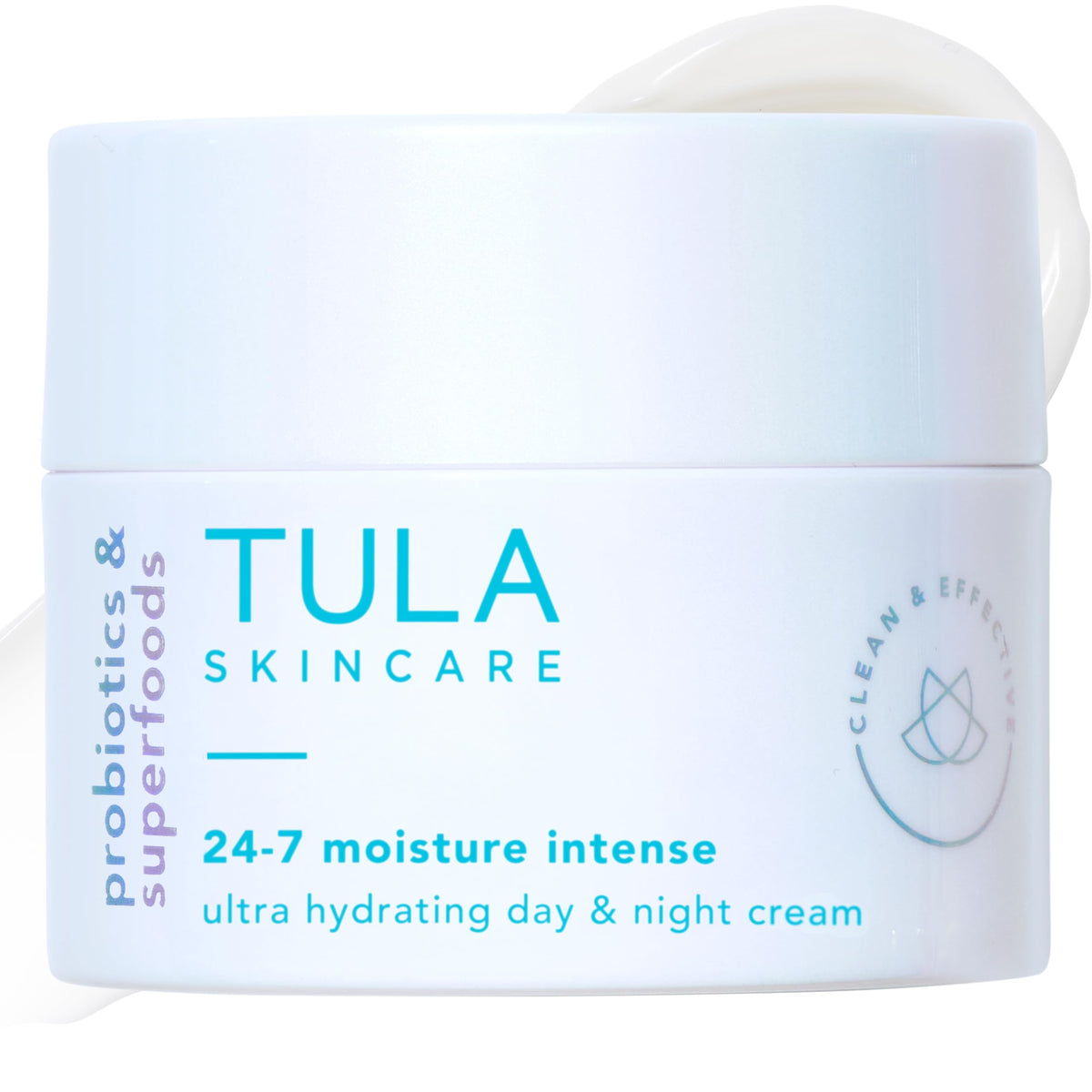 TULA front jar of 24-7 Moisture Intense showing packaging and rich hydration benefit