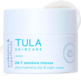 TULA front jar of 24-7 Moisture Intense showing packaging and rich hydration benefit