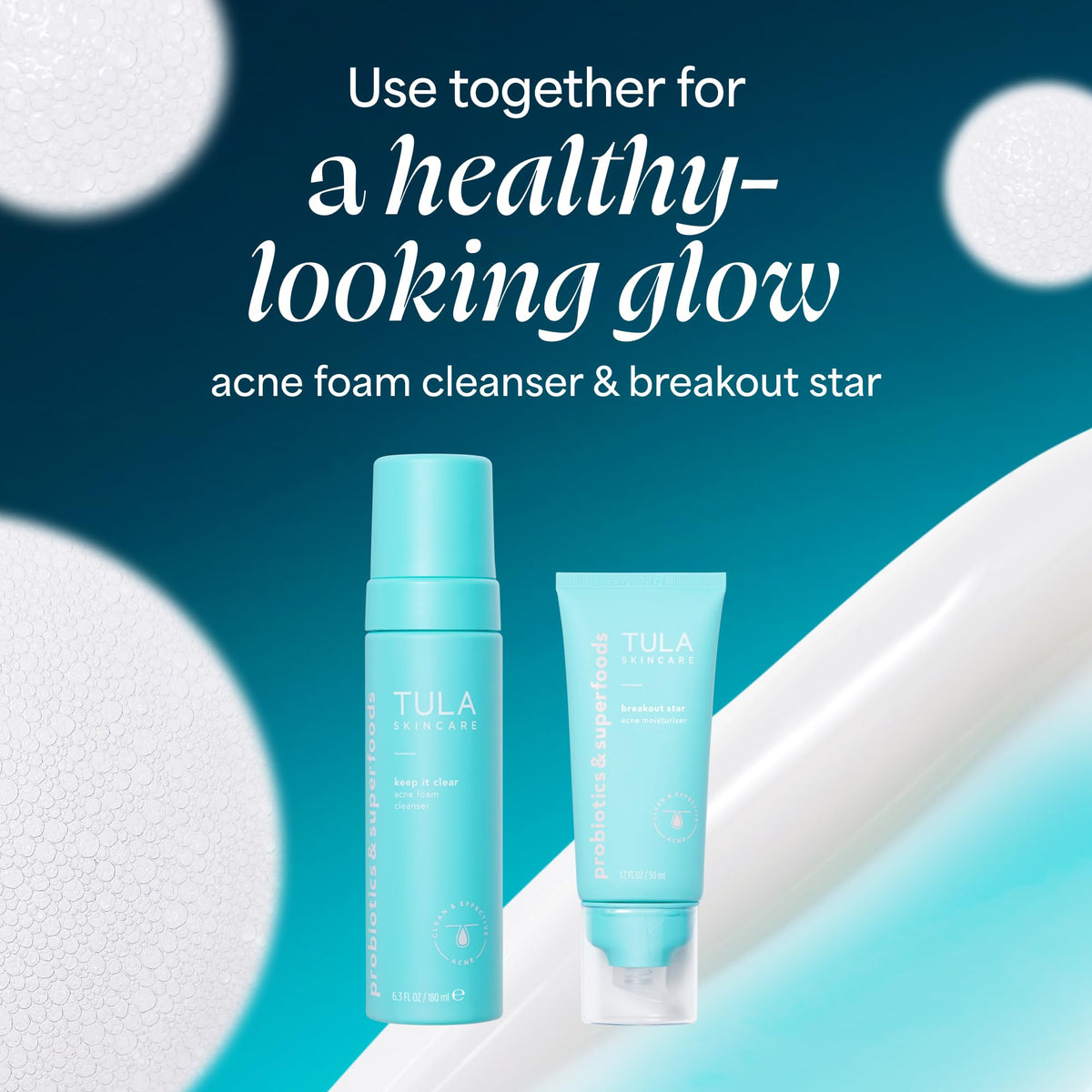 TULA product staged on bathroom shelf illustrating daily skincare routine