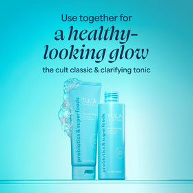 TULA clarifying tonic in a bathroom setting showing routine-ready convenience benefit