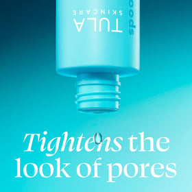 TULA clarifying tonic texture pouring from bottle illustrating lightweight, non-drying benefit
