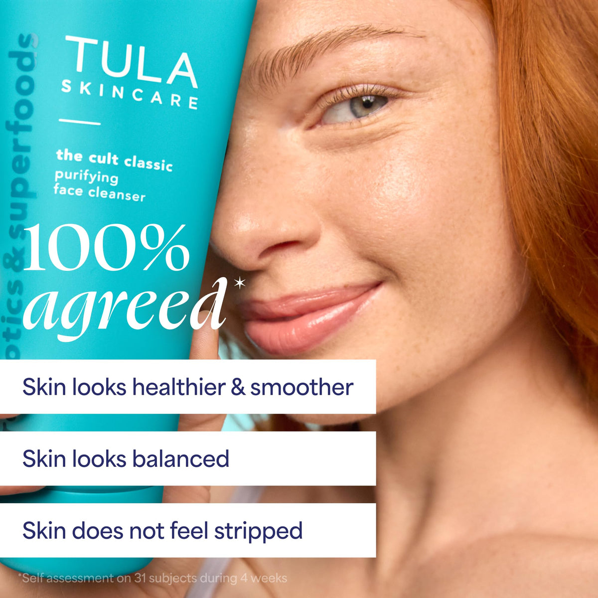 TULA ingredients display of turmeric white tea blueberry showing nourishing extracts