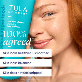 TULA ingredients display of turmeric white tea blueberry showing nourishing extracts