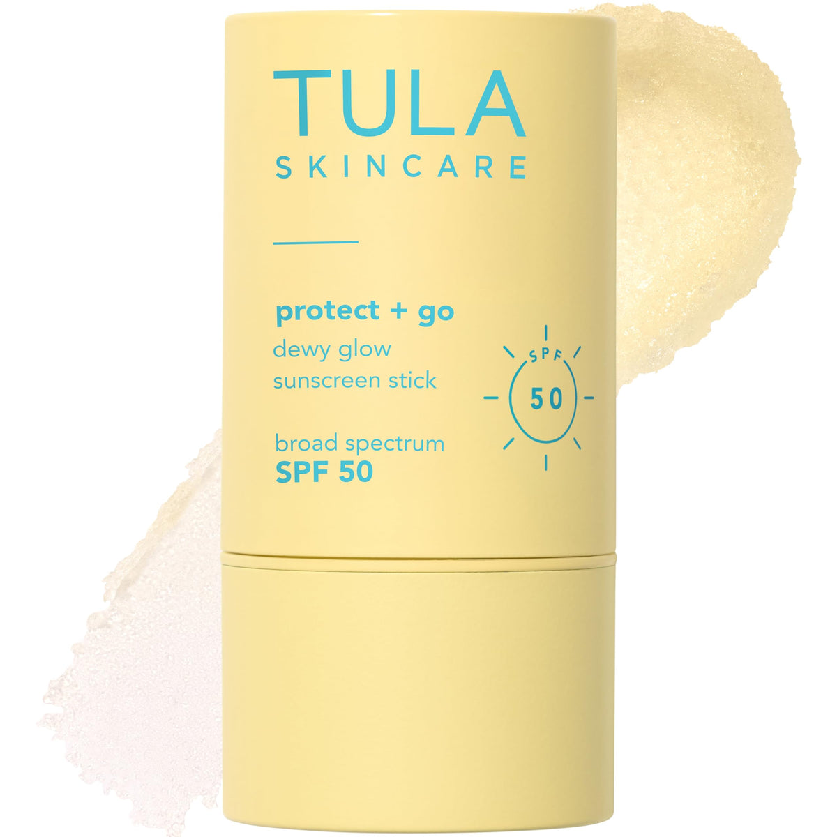 TULA Protect + Glow stick front view showing branding and compact design benefit portability