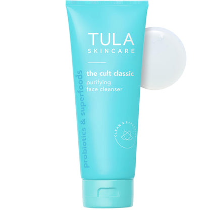 TULA cleanser front packaging showing bottle and branding for clear daily cleansing