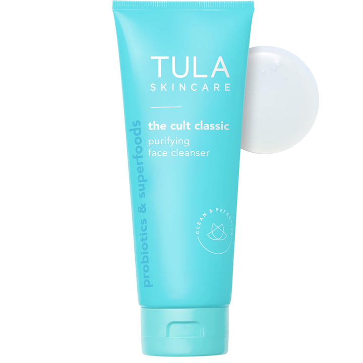TULA cleanser front packaging showing bottle and branding for clear daily cleansing