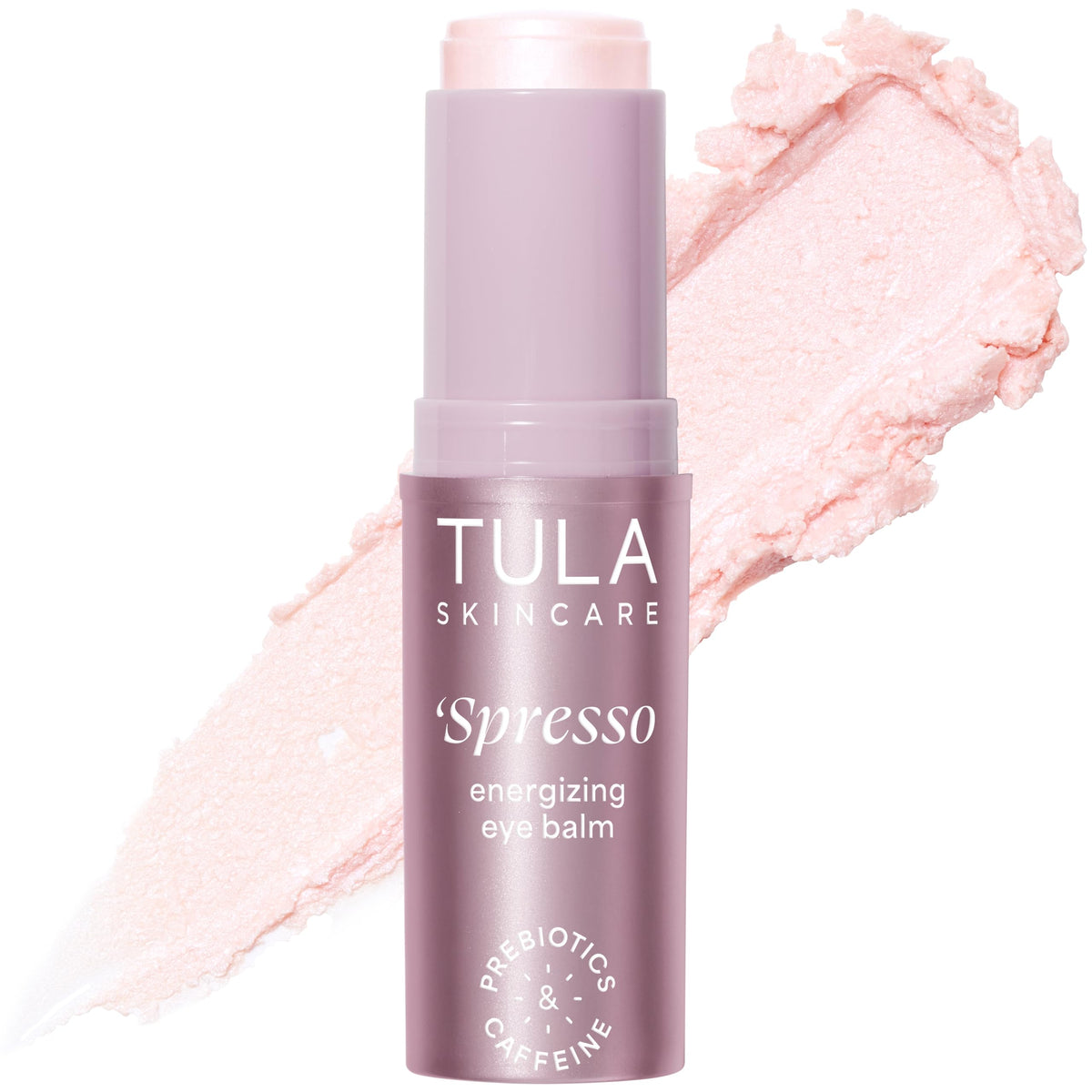 TULA Spresso front packaging showing compact balm and rose glow benefit