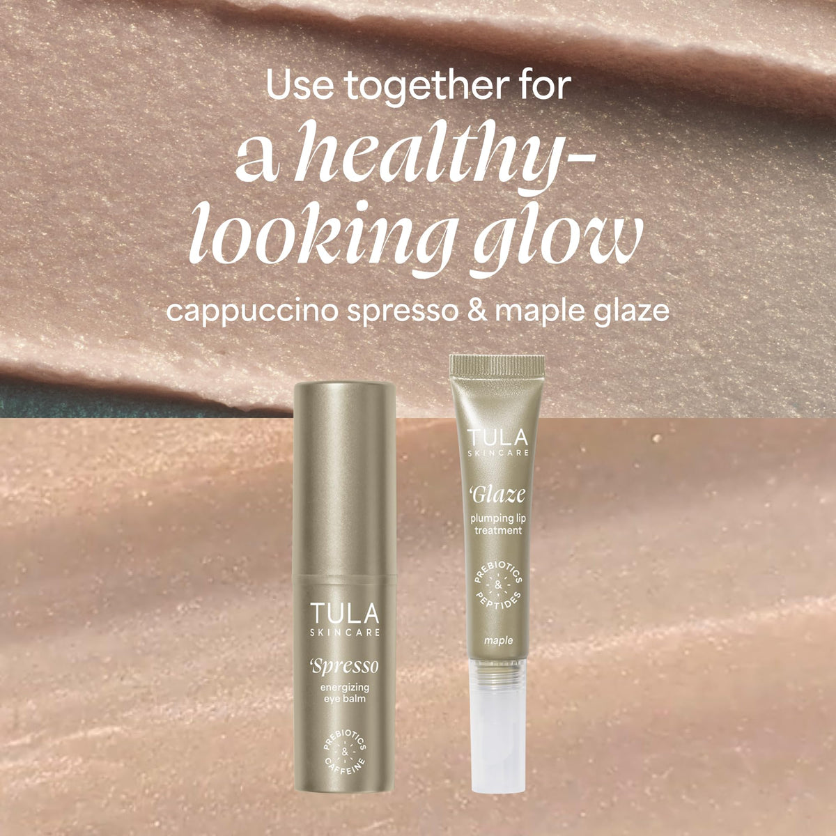 TULA Spresso luminous finish on skin showing subtle gold glow and brightening effect