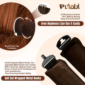 TULOBI rod wrapped in long hair demonstrating heatless curling in use