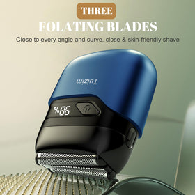 Tulzim shaver with magnetic cap showing blade protection and travel lock safety