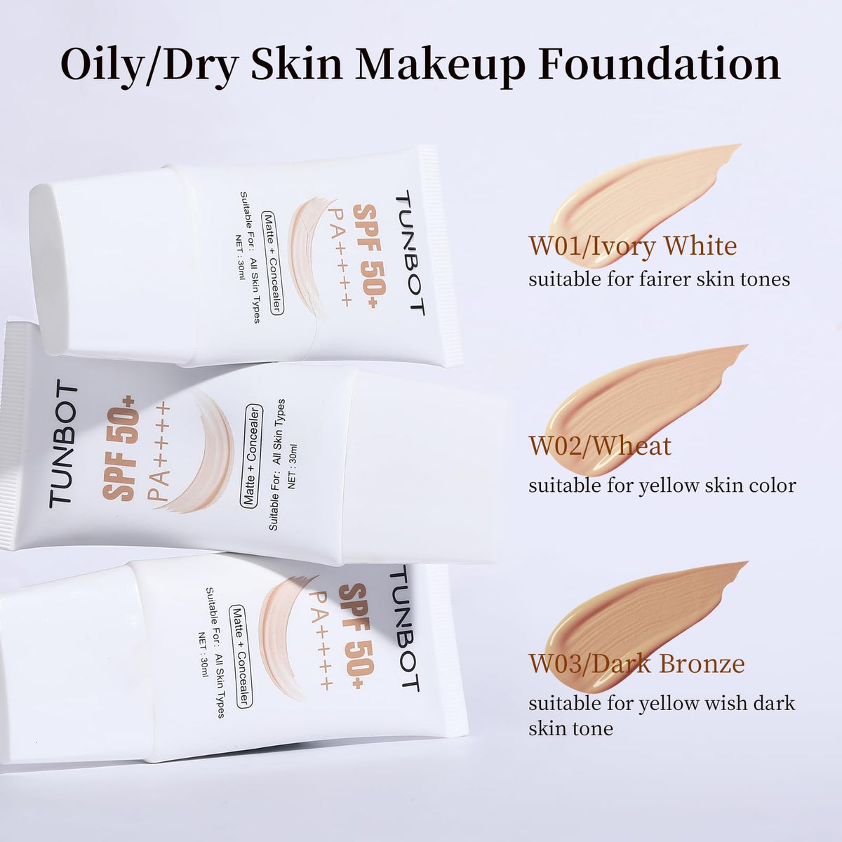 Tunbot foundation applied with brush showing even full coverage finish