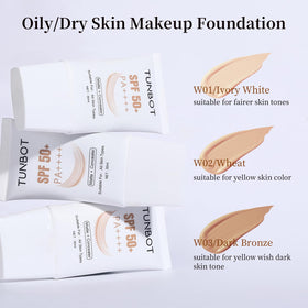 Tunbot foundation applied with brush showing even full coverage finish