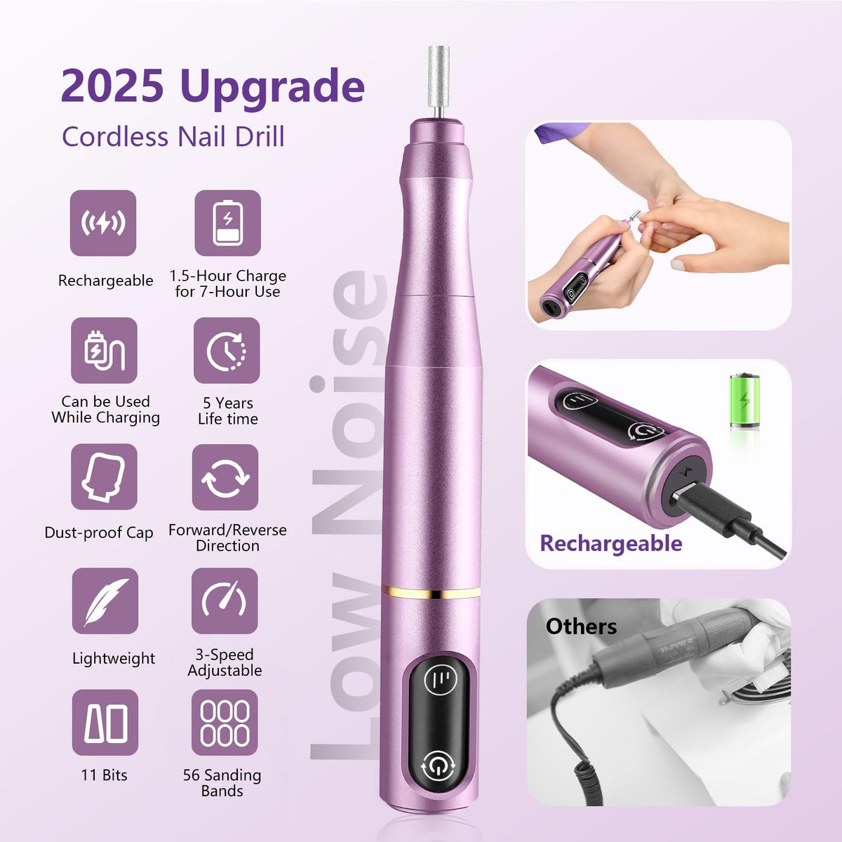 TUOBEO e-file in use during manicure for fast, smooth shaping