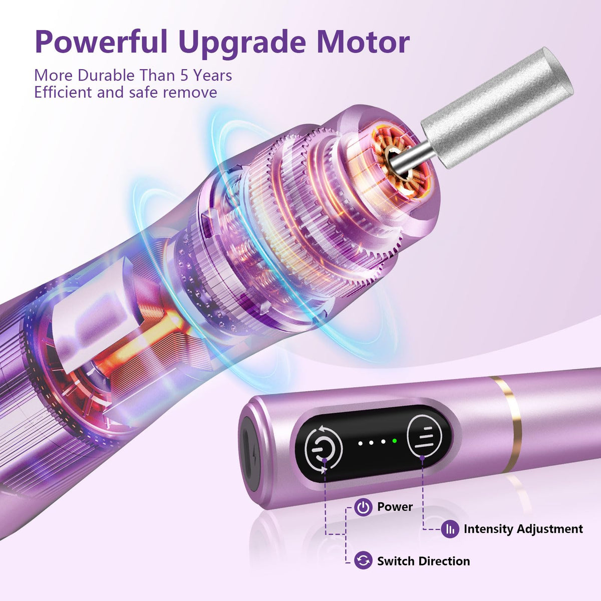 TUOBEO nail drill held in hand to show compact scale and portability