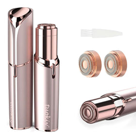 tuokiy front packaging showing rose gold shaver and compact kit for travel