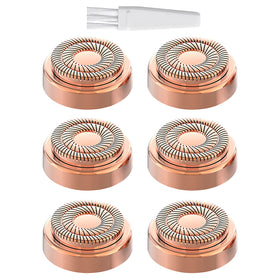 tuokiy front packaging showing six replacement heads and brush, hygienic storage