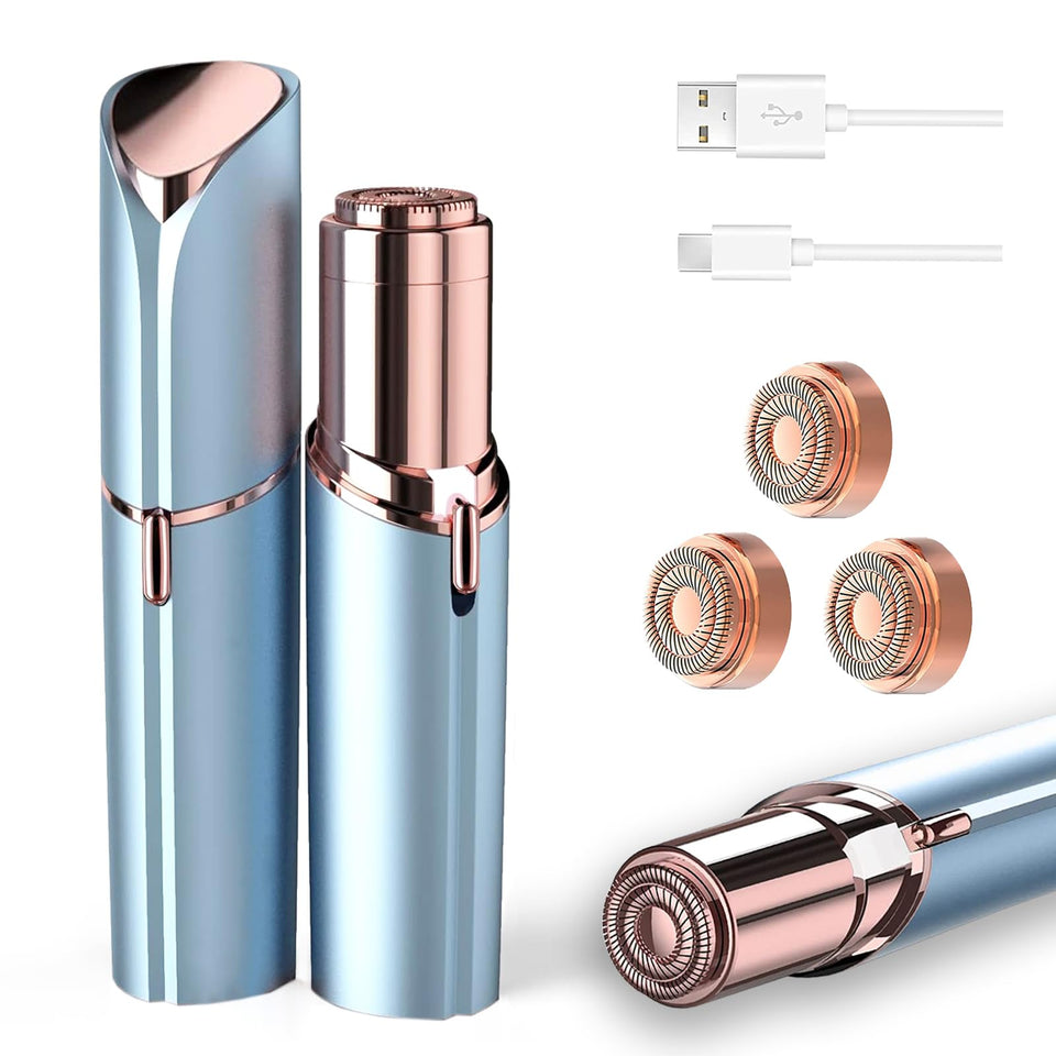 tuokiy front view blue shaver showing compact design and portability