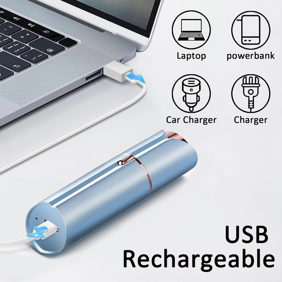 tuokiy USB cable plugged in demonstrating rechargeable power convenience