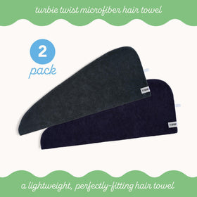 Turbie Twist model wearing turban after shower showing secure fit for multitasking