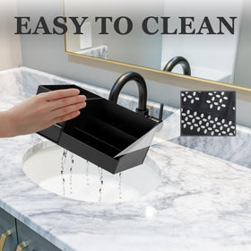 Turesmith placed on bathroom vanity demonstrating tidy counter and grooming efficiency benefit