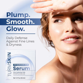 Turmskin open vial with visible serum drop emphasizing smooth texture